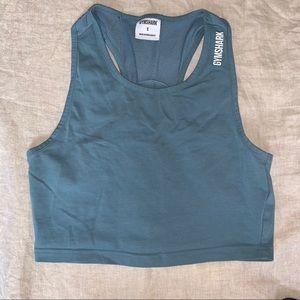GYMSHARK teal workout crop top tank Small